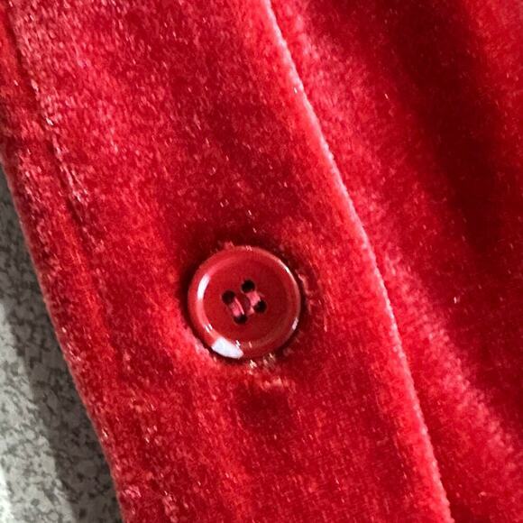 Soft Surroundings Sz L Red‎ Velvet Boyfriend Button Front Tunic Blouse Collared - Picture 7 of 12